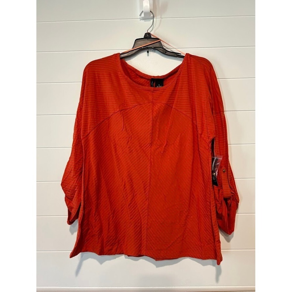 New Direction Top Roll Tab Sleeve Womens Large Orange NWT